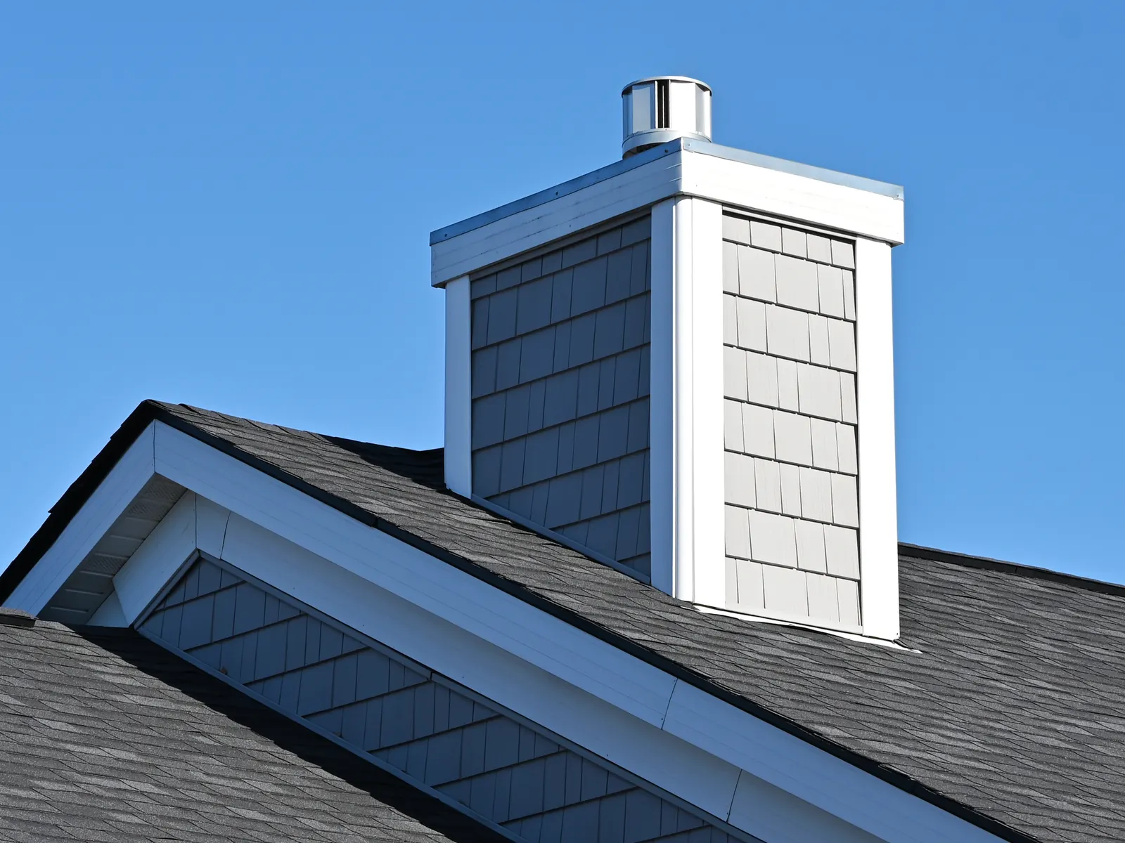 Sided chimney chase with a metal cap