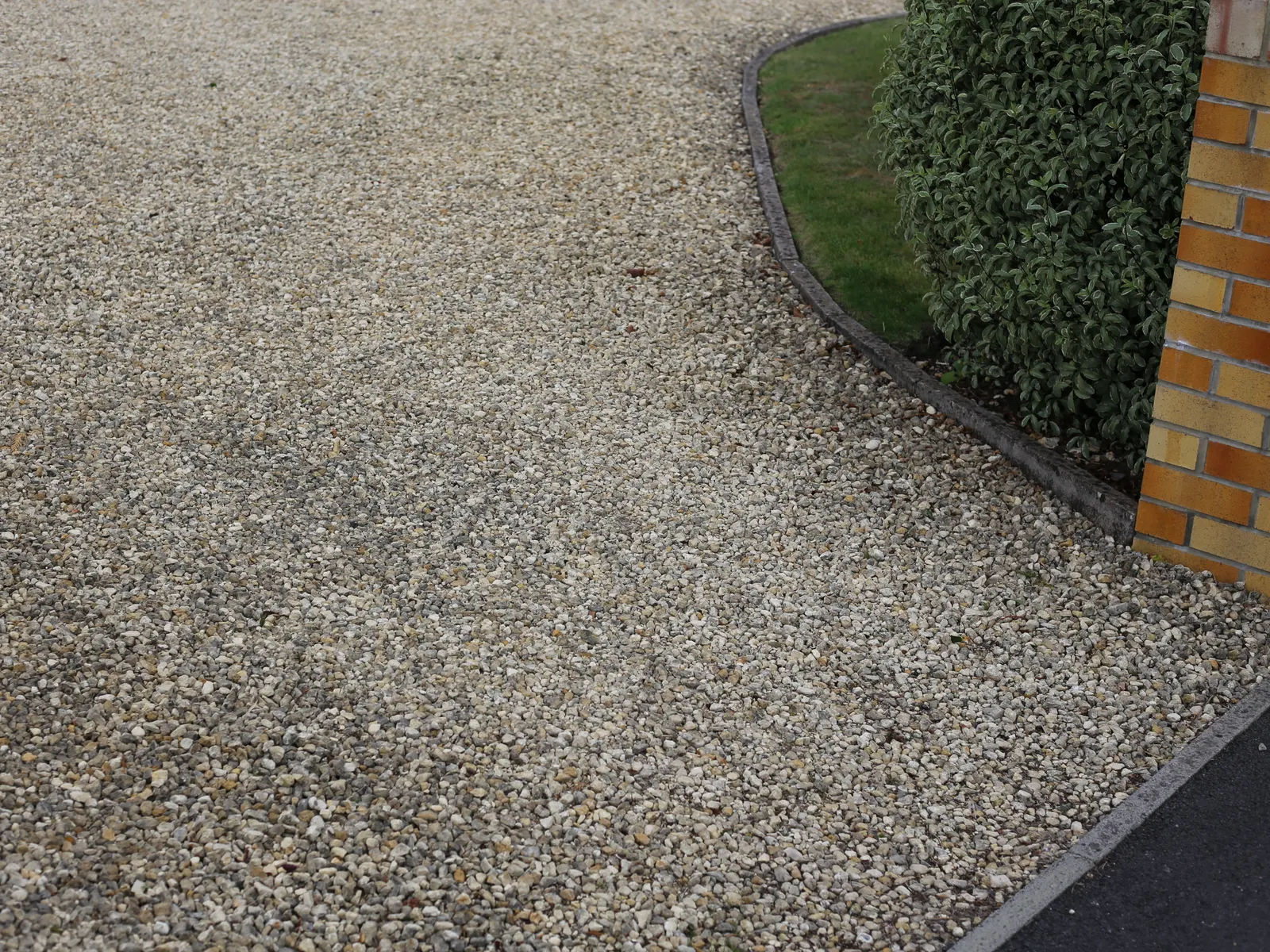 Gravel driveway with an edged border