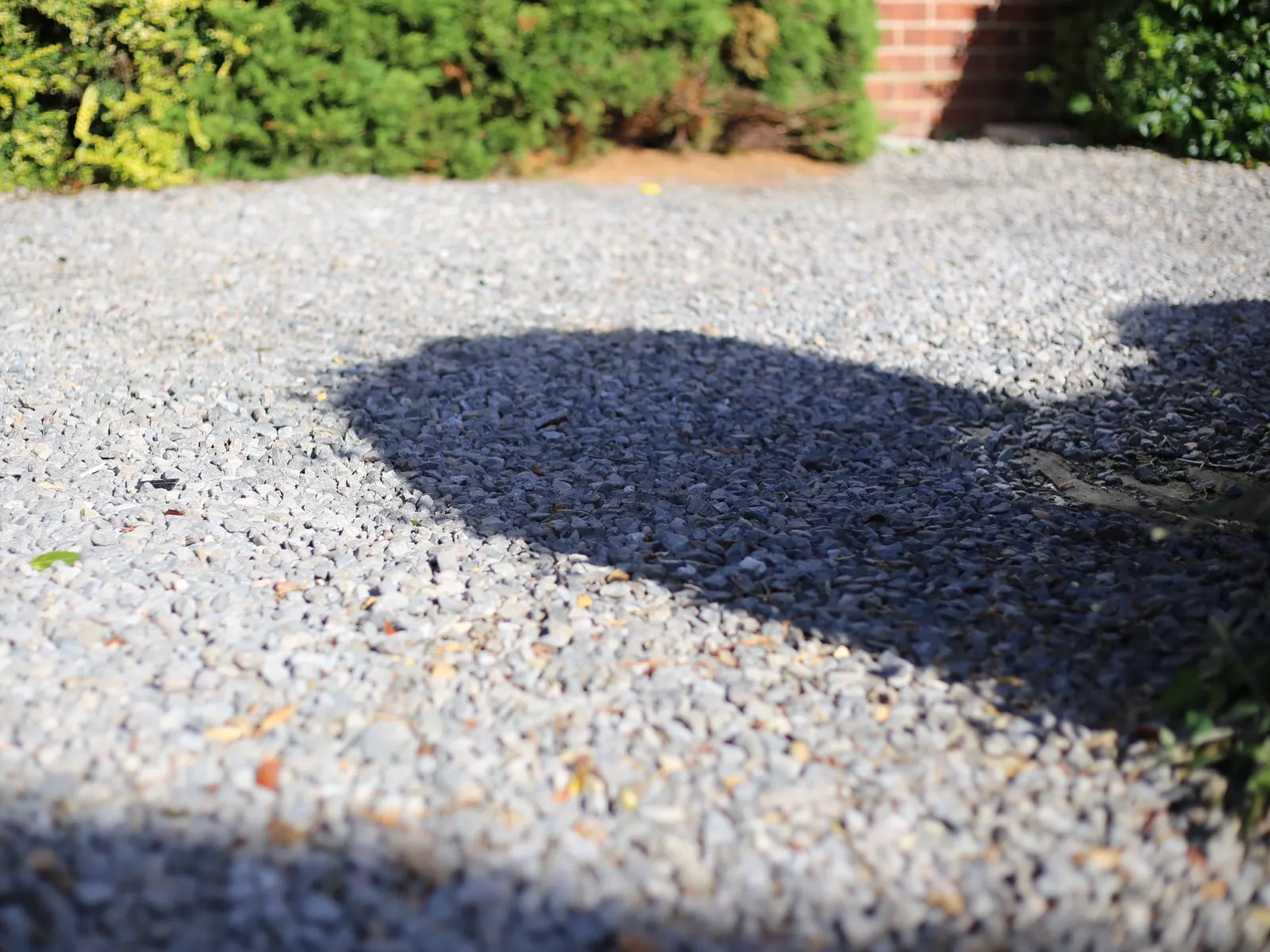 Compacted gravel driveway surface