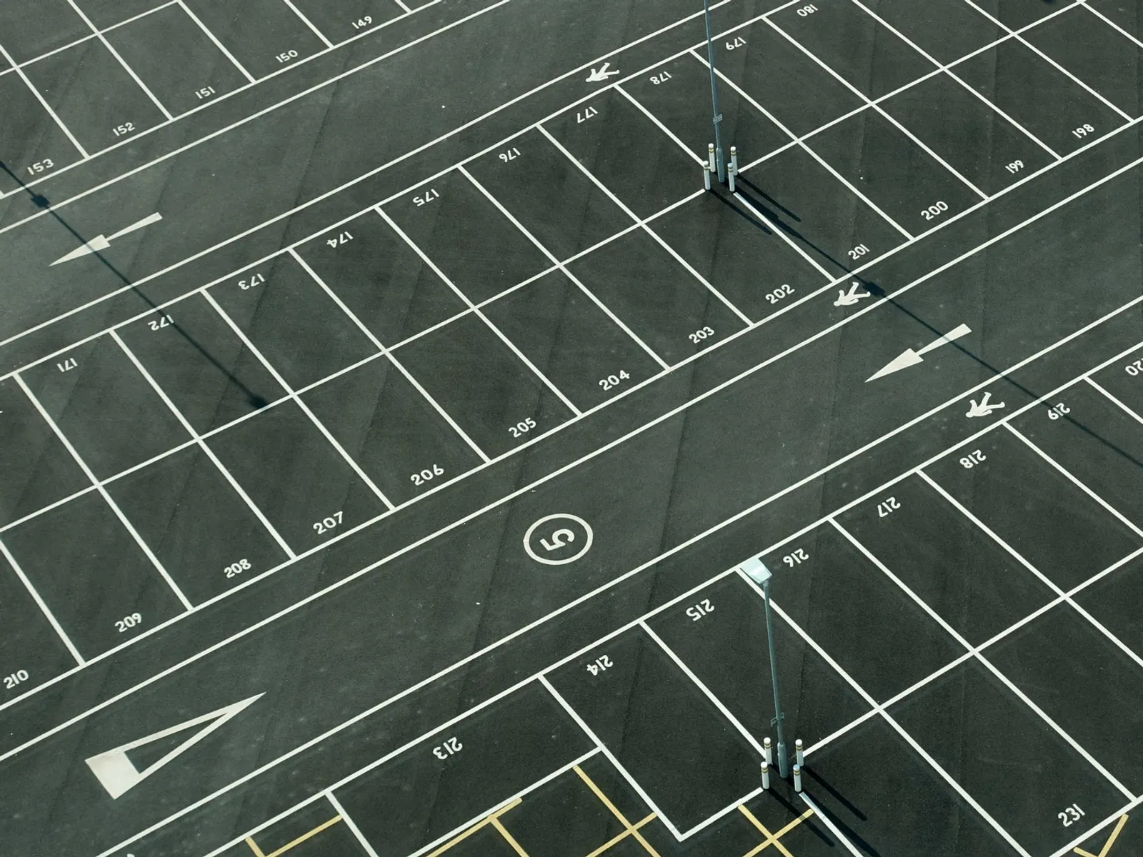 Parking lot striping seen from above